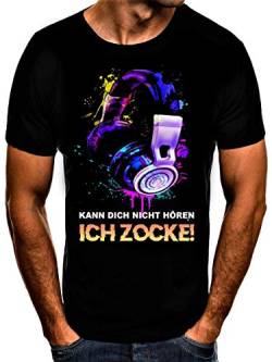 Kann Dich Nicht hören Ich zocke Zocker Headset Gamer Player T-Shirt (5XL) von Shirtbude