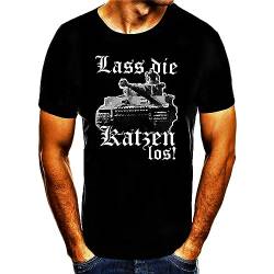 Lasst Die Katzen Los T-Shirt Mens Tops Clothing, Schwarz, Katze, Panzer, Ww2,Tiger (M) von Shirtbude