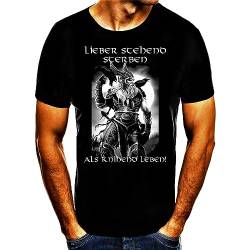 See You in Valhalla Lieber stehend sterben als kniehend Leben Odin Tyr Wikinger Spruch Fun T-Shirt (3XL) von Shirtbude