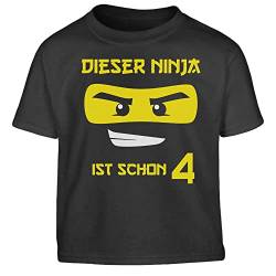 4 Geburtstag Junge Shirt Dieser Ninja ist Schon 4 Kinder Jungen T-Shirt 116 Schwarz von Shirtgeil