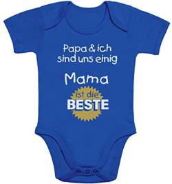 Baby Body Geschenk für Mama - Papa & ich sind Uns einig Mama Junge Mütter - Baby Erstausstattung - Neugeborene Jungen 0-3 Monate Blau von Shirtgeil