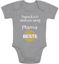 Baby Body Geschenk für Mama - Papa & ich sind Uns einig Mama Junge Mütter - Baby Erstausstattung - Neugeborene Jungen 0-3 Monate Grau von Shirtgeil