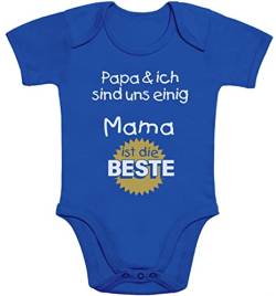 Baby Body Geschenk für Mama - Papa & ich sind Uns einig Mama Junge Mütter - Baby Erstausstattung - Neugeborene Jungen 3-6 Monate Blau von Shirtgeil