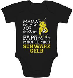Baby Body Mama hat Mich süß gemacht Papa machte Mich Schwarz Gelb Fußball Geschenk 12-18 Monate Schwarz von Shirtgeil