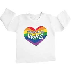Baby Langarmshirt Proud of My Moms - LGBT Regenbogen Herz Pullover 3-6 Monate Weiß von Shirtgeil