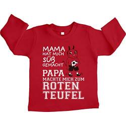 Baby T-Shirt Langarm Kaiserslautern - Papa machte Mich zum Roten Teufel Unisex Baby Langarmshirt 12-18 Monate Rot von Shirtgeil
