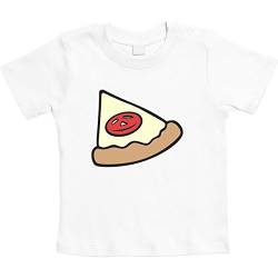 Baby T-Shirt Mädchen Junge Baby Pizza Stück Shirt - Partnerlook Eltern Kind Geschenke 6-12 Monate Weiß von Shirtgeil