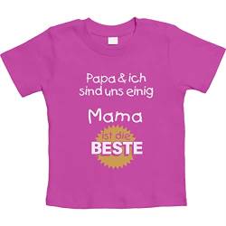 Baby T-Shirt Mädchen Junge Papa & ich sind Uns einig Mama Mama 12-18 Monate Rosa von Shirtgeil