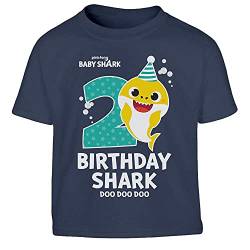 Baby Tshirt Jungen Birthday Baby Shark Geburtstags T-Shirt 2 Jahre Kinder Kleidung 104 Marineblau von Shirtgeil