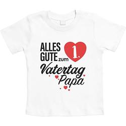 Baby Tshirt Vater Vatertagsgeschenk Alles Gute zum 1. Vatertag Papa Baby T-Shirt Junge 12-18 Monate Weiß von Shirtgeil