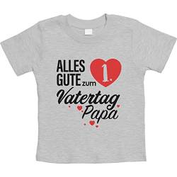 Baby Tshirt Vater Vatertagsgeschenk Alles Gute zum 1. Vatertag Papa Baby T-Shirt Junge 3-6 Monate Grau von Shirtgeil