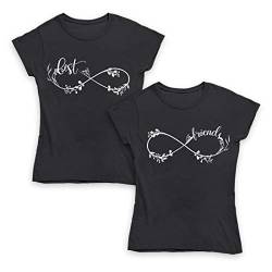 Best Friends T-Shirt für Beste Freundinnen - Freundschafts BFF Damen T-Shirt Best Schwarz S/Friends Schwarz S von Shirtgeil