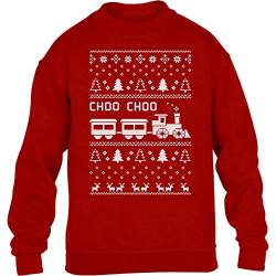 Choo Choo Weihnachten Lokomotive für Kids Kinder Pullover Sweatshirt XS 110/116 Rot von Shirtgeil