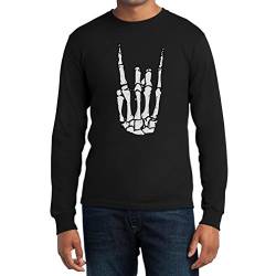 Coole Rock n Roll Skelett Hand Halloween Langarm T-Shirt X-Large Schwarz von Shirtgeil