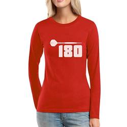 Dart 180 - Motiv für Darts Spieler und Fans Frauen Langarm-T-Shirt Medium Rot von Shirtgeil