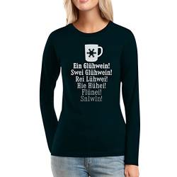 EIN Glühwein Swei Glühwein - Adventszeit Weihnachten Fun Frauen Langarm-T-Shirt XX-Large Schwarz von Shirtgeil