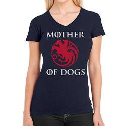 GOT - Mother of Dogs - Für Hunde Freunde Damen T-Shirt V-Ausschnitt XX-Large Marineblau von Shirtgeil