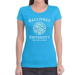 Gallifrey University Damen Hellblau Medium T-Shirt Slim Fit - Doctor Time Academy Who von Shirtgeil