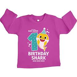 Geburtstag Baby Shark 1 Jahre Geschenk Unisex Baby Langarmshirt Gr. 66-93 12M Rosa von Shirtgeil