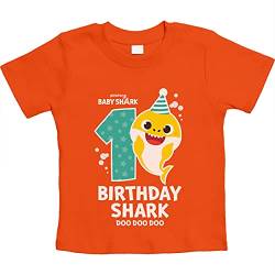 Geburtstag Birthday Baby Shark 1 Jahre Geschenk Unisex Baby T-Shirt Gr. 66-93 18M Orange von Shirtgeil