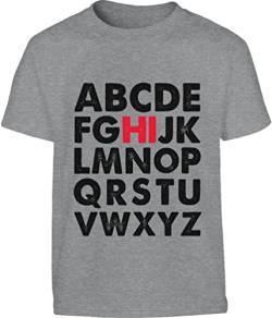 Geschenk für die Schule - Hi im Alphabet - Jungen T-Shirt 146 Grau von Shirtgeil