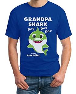 Grandpa Shark DOO DOO DOO Baby Shark für Opa & Väter Herren T-Shirt Small Blau von Shirtgeil