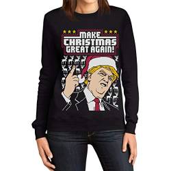 Hässlicher Weihnachtspullover Trump Make Christmas Great Again Frauen Sweatshirt Small Schwarz von Shirtgeil
