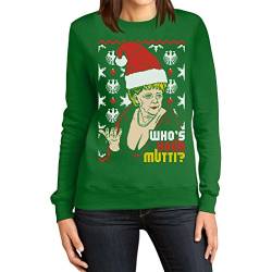 Hässlicher Weihnachtspullover mit Angie - Who's Your Mutti Damen Sweatshirt Medium Grün von Shirtgeil