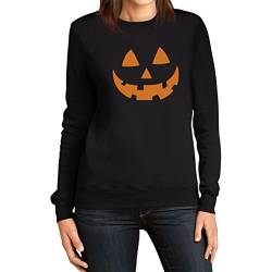Halloween Damen Pullover - Jack O' Lantern Kürbis Gesicht Frauen Sweatshirt Small Schwarz von Shirtgeil