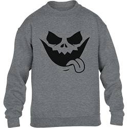 Halloween Jack O' Lantern Kürbis Gesicht Kinder Pullover Sweatshirt XL 152/164 Grau von Shirtgeil