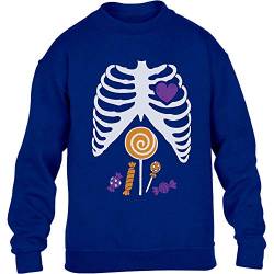 Halloween Kinder Orange Süßigkeiten Skelett Shirt Kinder Pullover Sweatshirt XS 110/116 Blau von Shirtgeil