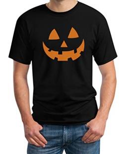 Halloween Shirt Jack O' Lantern Kürbis Gesicht T-Shirt M Schwarz von Shirtgeil
