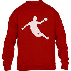 Handball Spieler in Action Silhuetten Fan Geschenk Kinder Pullover Sweatshirt L 134/146 Rot von Shirtgeil