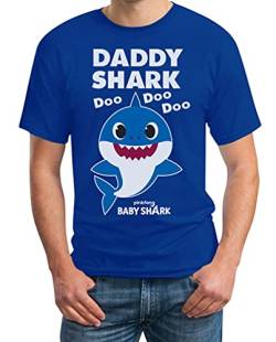 Herren T-Shirt Daddy Shark DOO DOO DOO - Baby Shark Geschenk Papa 3X-Large Blau von Shirtgeil