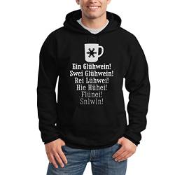 Hoodie Herren - EIN Glühwein Swei Glühwein - Adventszeit Weihnachtspullover - Kapuzenpullover Männer Sweatshirt mit Spruch - Pullover mit Kapuze XX-Large Schwarz von Shirtgeil