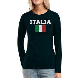 Italia Fanshirt Italien Euro Olympiade Frauen Langarm-T-Shirt Small Schwarz von Shirtgeil