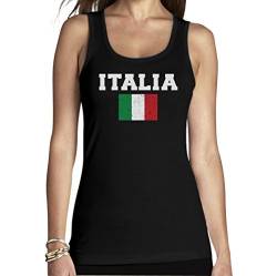 Italia Fanshirt Italien Euro Olympiade Frauen Tank Top Small Schwarz von Shirtgeil