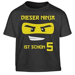 Jungen Tshirt 5 Geburtstag Junge Shirt Dieser Ninja ist Schon 5 Kinder T-Shirt Junge 104 Schwarz von Shirtgeil