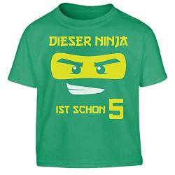 Jungen Tshirt 5 Geburtstag Junge Shirt Dieser Ninja ist Schon 5 Kinder T-Shirt Junge 116 Grün von Shirtgeil