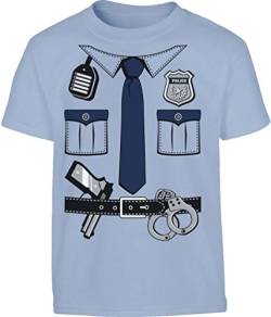 Jungen Tshirt Kids Polizei Kostüm Junge Uniform Verkleidung Kleinkind Kinder T-Shirt 116 Hellblau von Shirtgeil