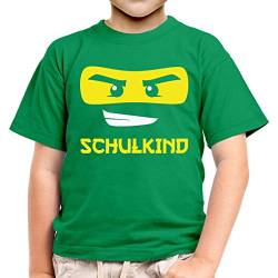 Jungen Tshirt Kinder Einschulung Junge Schultüte Schulkind Ninja Schulanfang T-Shirt 116 Grün von Shirtgeil