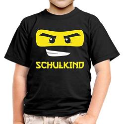 Jungen Tshirt Kinder Einschulung Junge Schultüte Schulkind Ninja Schulanfang T-Shirt 128 Schwarz von Shirtgeil