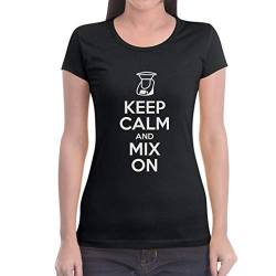 Keep Calm and Mix On - Motiv für Thermomix Liebhaber Frauen T-Shirt Slim Fit Medium Schwarz von Shirtgeil