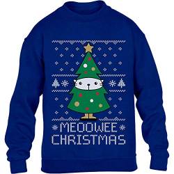 Kids Meoowee Christmas Tannenbaum Weihnachtspullover Kinder Pullover Sweatshirt 128 Blau von Shirtgeil