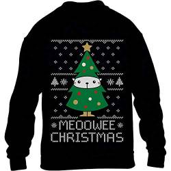 Kids Meoowee Christmas Tannenbaum Weihnachtspullover Kinder Pullover Sweatshirt 140 Schwarz von Shirtgeil