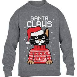 Kids Santa Claws Krallen - Katzenliebhaber Kinder Pullover Sweatshirt M 128 Grau von Shirtgeil