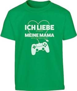 Kinder T-Shirt Jungen - Tshirt Gamer Geschenk - Ich Liebe Es Wenn Meine Mama Mich Zocken Lässt - Outfit Jungen Tshirt 152 Grün von Shirtgeil