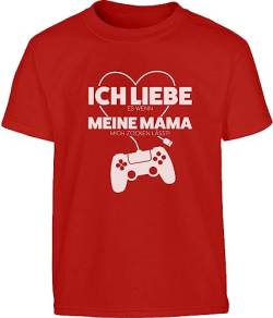 Kinder T-Shirt Jungen - Tshirt Gamer Geschenk - Ich Liebe Es Wenn Meine Mama Mich Zocken Lässt - Outfit Jungen Tshirt 152 Rot von Shirtgeil