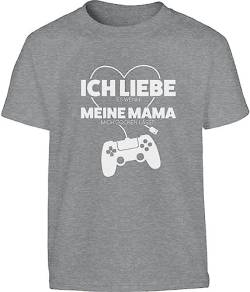 Kinder T-Shirt Jungen - Tshirt Gamer Geschenk - Ich Liebe Es Wenn Meine Mama Mich Zocken Lässt - Outfit Jungen Tshirt 164 Grau von Shirtgeil