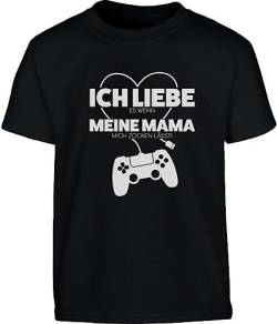 Kinder T-Shirt Jungen - Tshirt Gamer Geschenk - Ich Liebe Es Wenn Meine Mama Mich Zocken Lässt - Outfit Jungen Tshirt 164 Schwarz von Shirtgeil